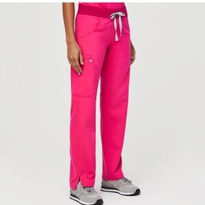 Figs Kade Cargo Style Tall Scrub Pants in Shocking Pink